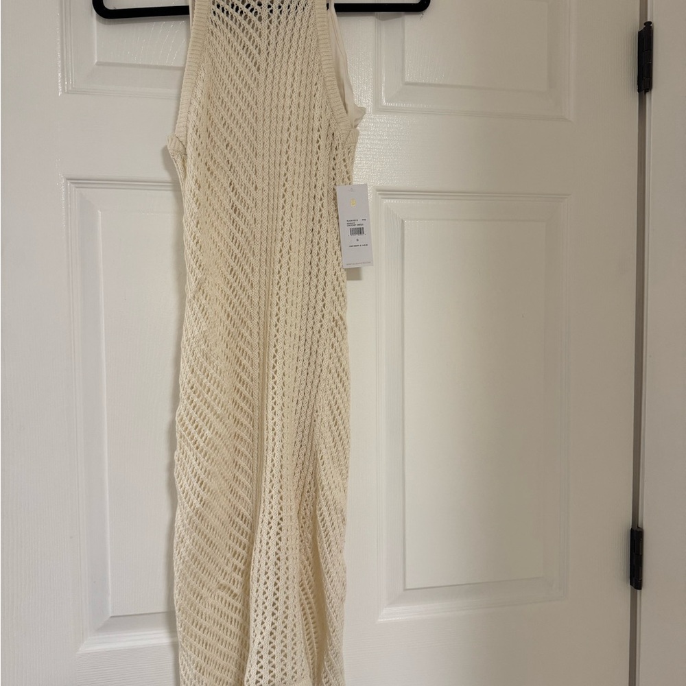 Spiritual Gangster Cream Halter Sheath Dress